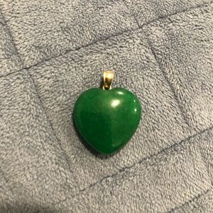 14k solid yellow gold jade heart pendant charm